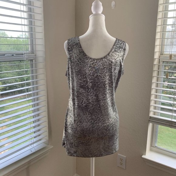 Chico's Womens Jacket and Tank Top Set Size 1 Medium Gray Silver Metallic Travel - Picture 7 of 13